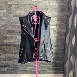 Faux leather oversized vest